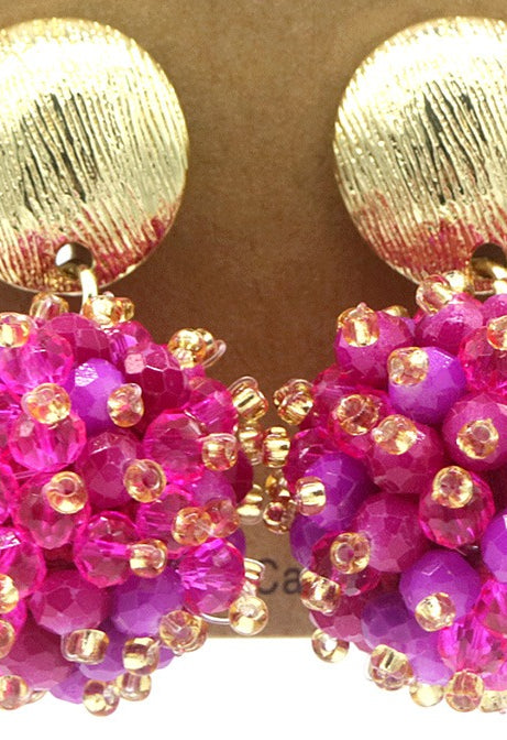 Ohrringe mit geschliffenen Glasperlen in Pink – Lapeya