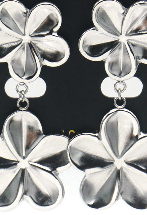 Edelstahl-Ohrringe Kleeblatt in Silber, 5 cm – Lapeya