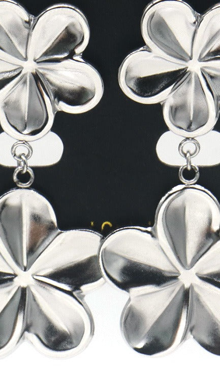 Edelstahl-Ohrringe Kleeblatt in Silber, 5 cm – Lapeya