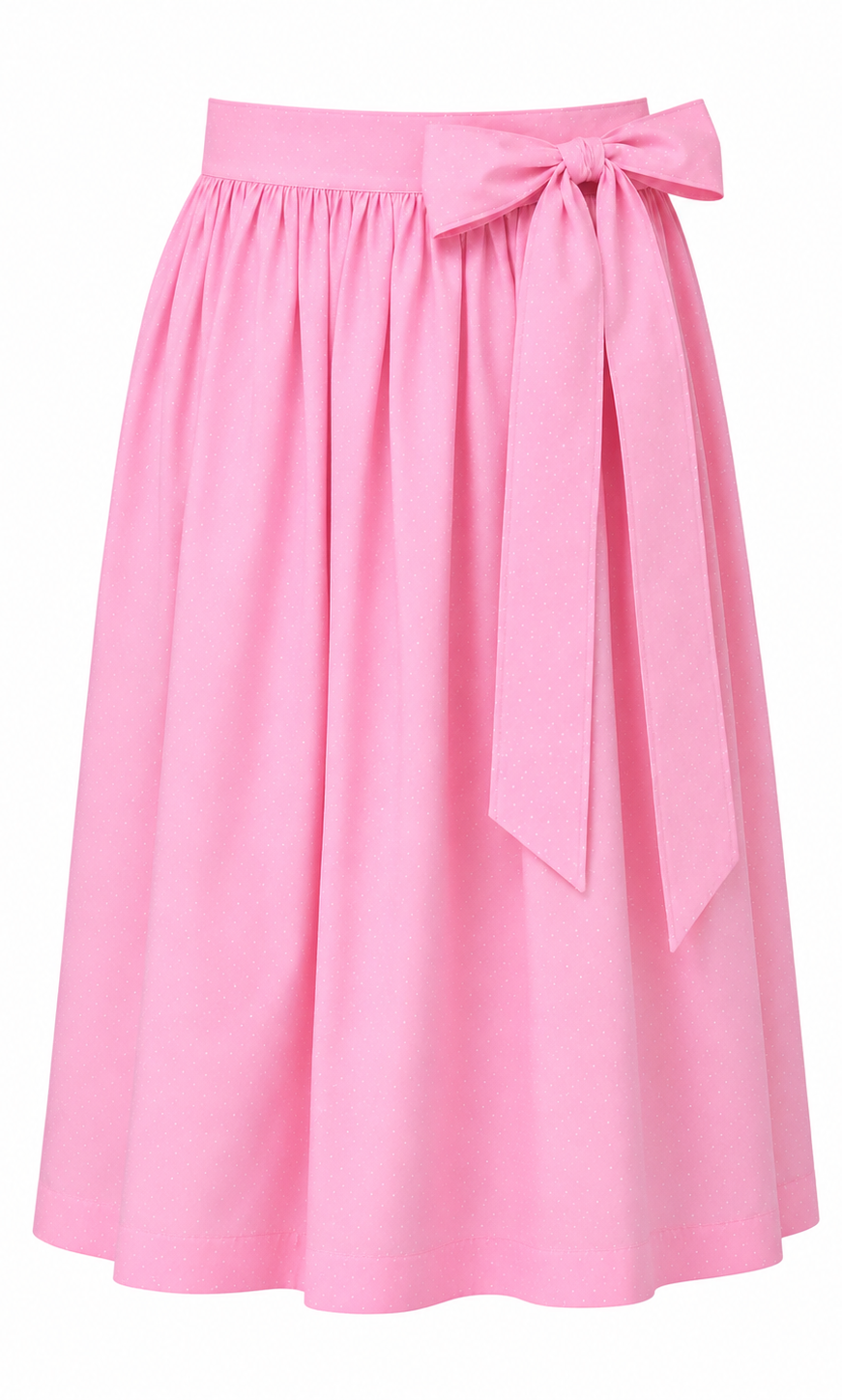 Dirndlschürze in Rosa mit weißen Punkten, Länge 70 cm