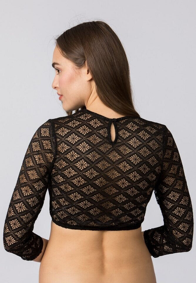 Dirndlbluse Holly in Schwarz, Detailansicht