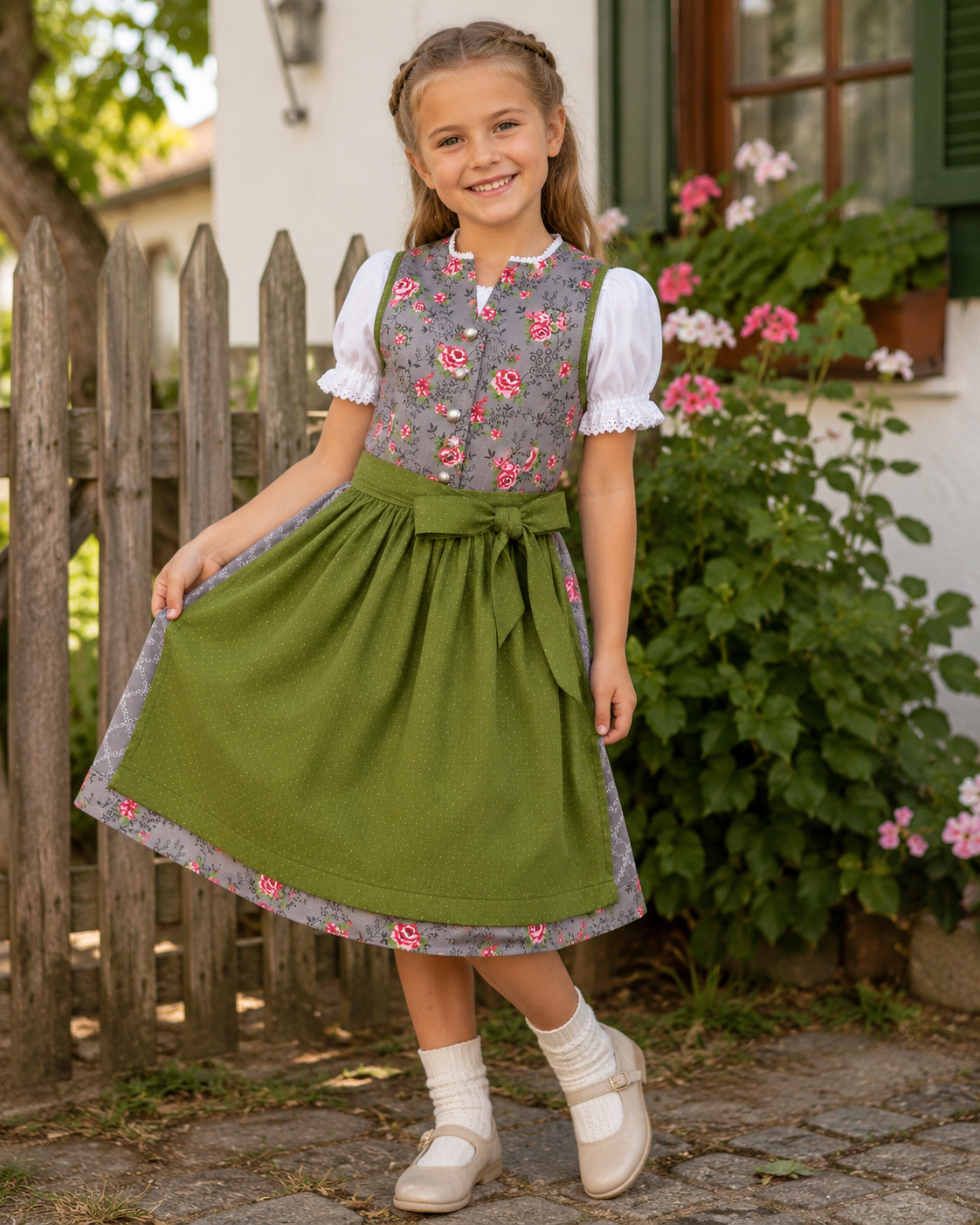 Mädchen trägt das Kinderdirndl Priscilla