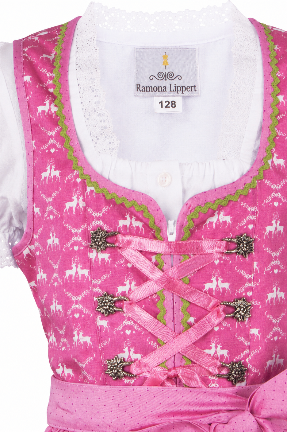 Detailaufnahme vom Oberteil des Kinderdirndl Lia