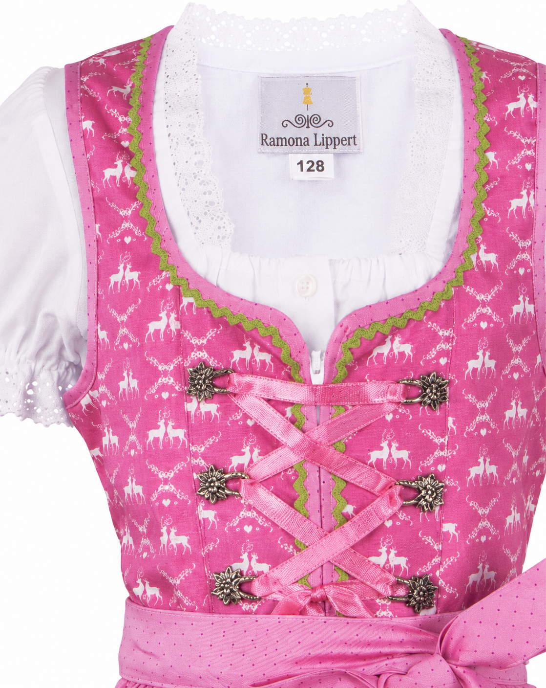Detailaufnahme vom Oberteil des Kinderdirndl Lia