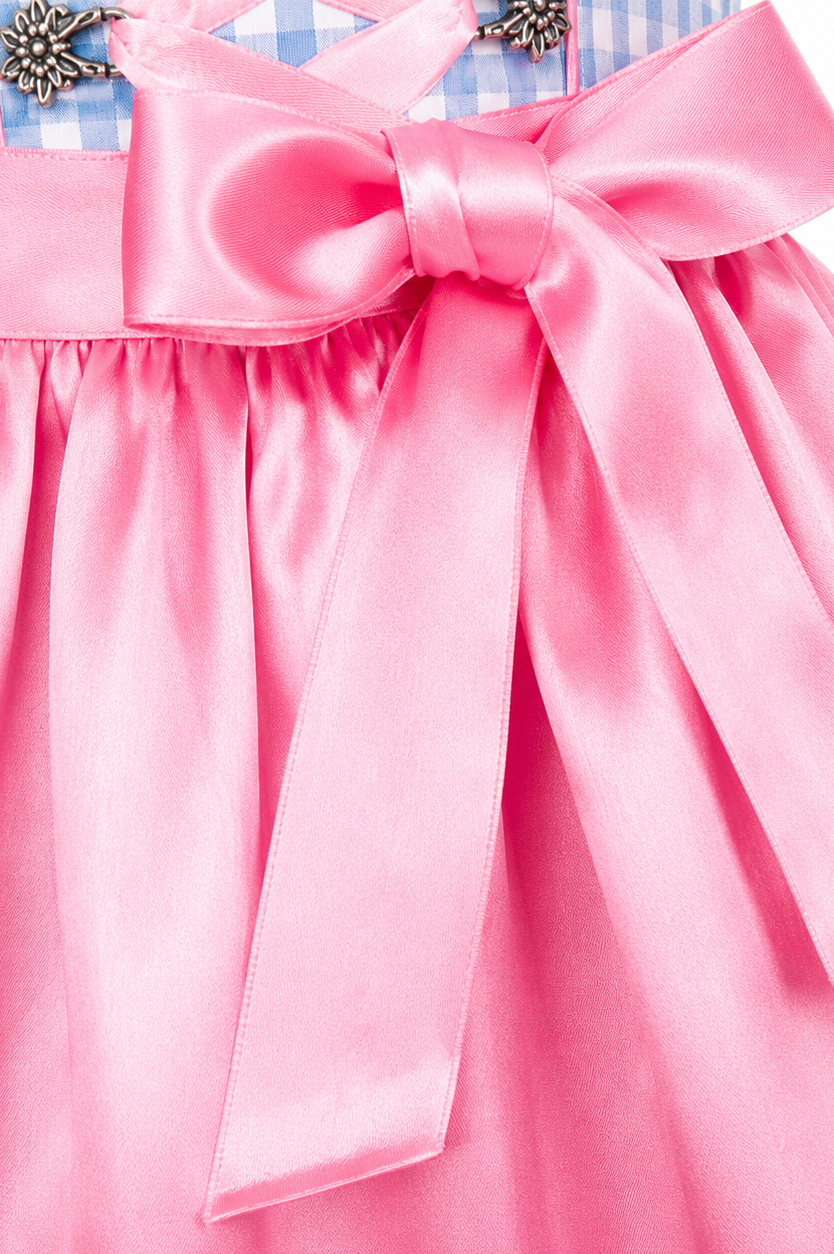 Detailaufnahme der Schürze vom Kinderdirndl Mia blau