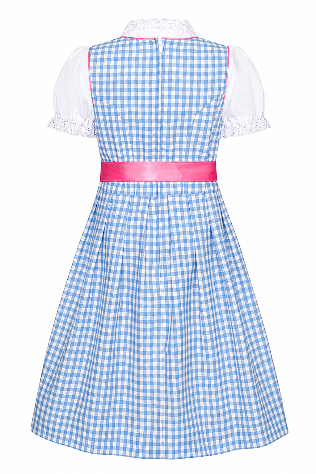 Kinderdirndl Mia in Blau, Freisteller Rückansicht
