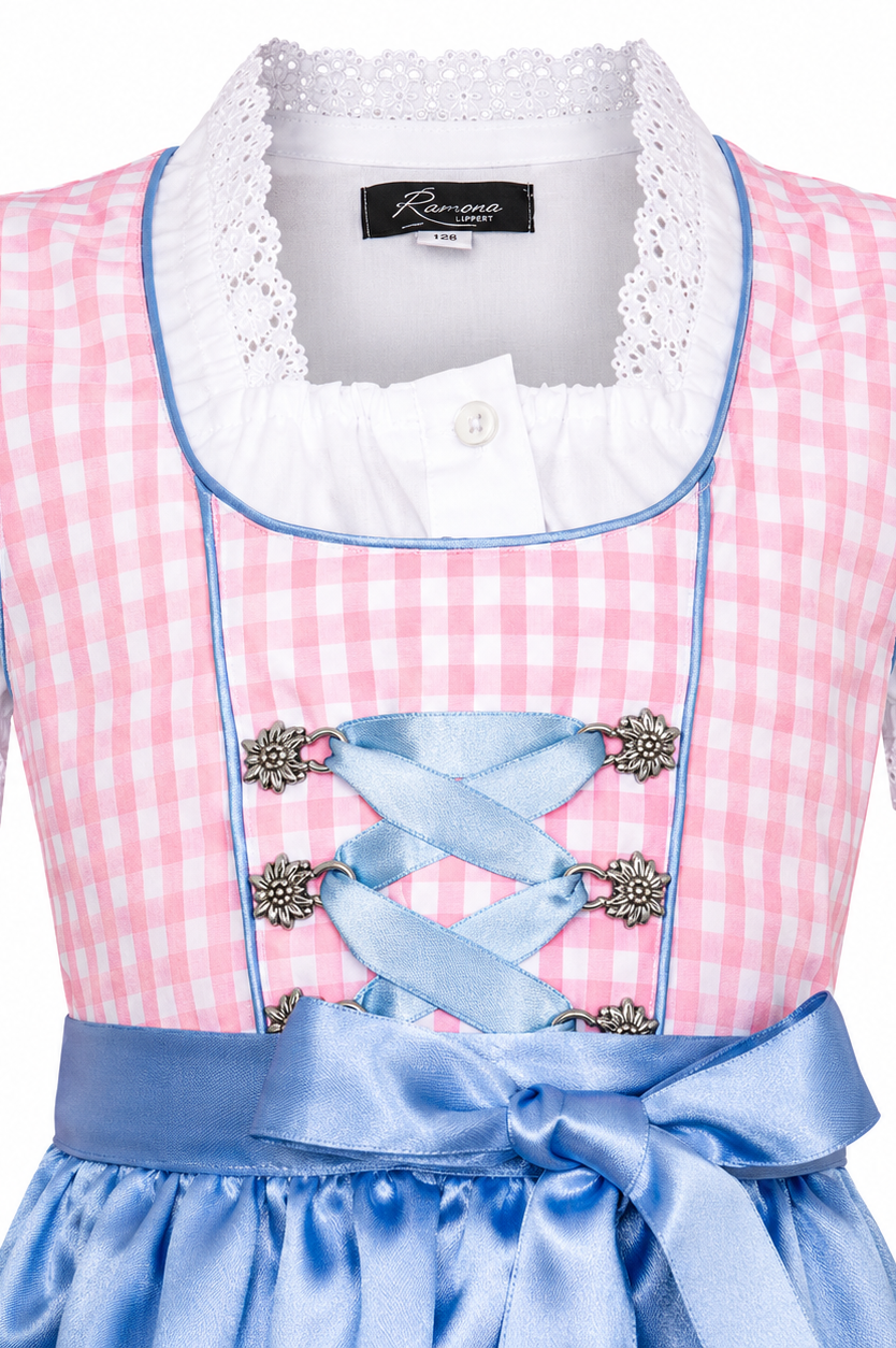 Detailaufnahme vom Oberteil des Kinderdirndl Mia rosa