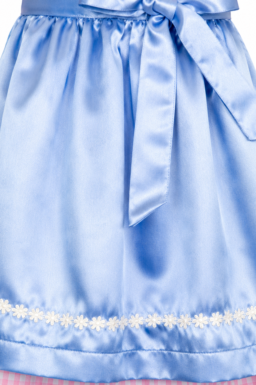 Detailaufnahme der Schürze vom Kinderdirndl Mia rosa