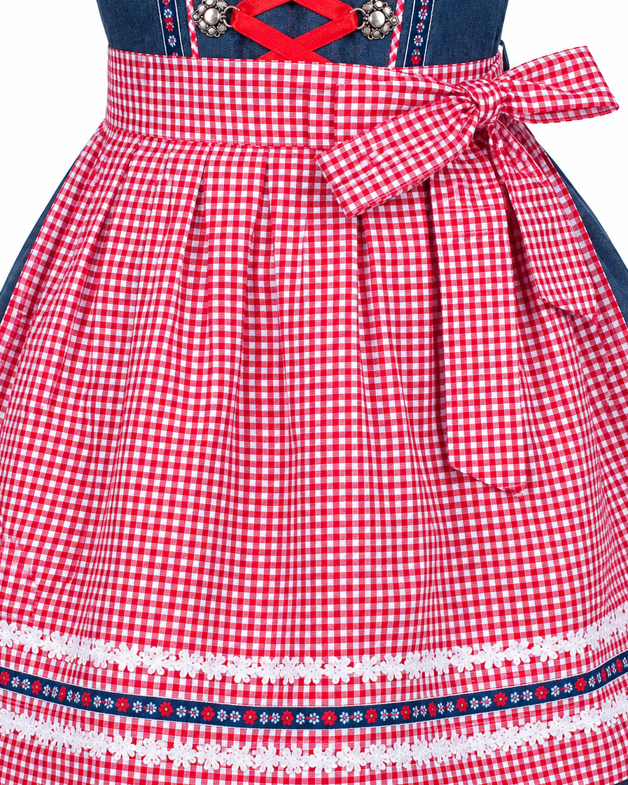 Detailaufnahme der Schürze vom Kinderdirndl Naomi