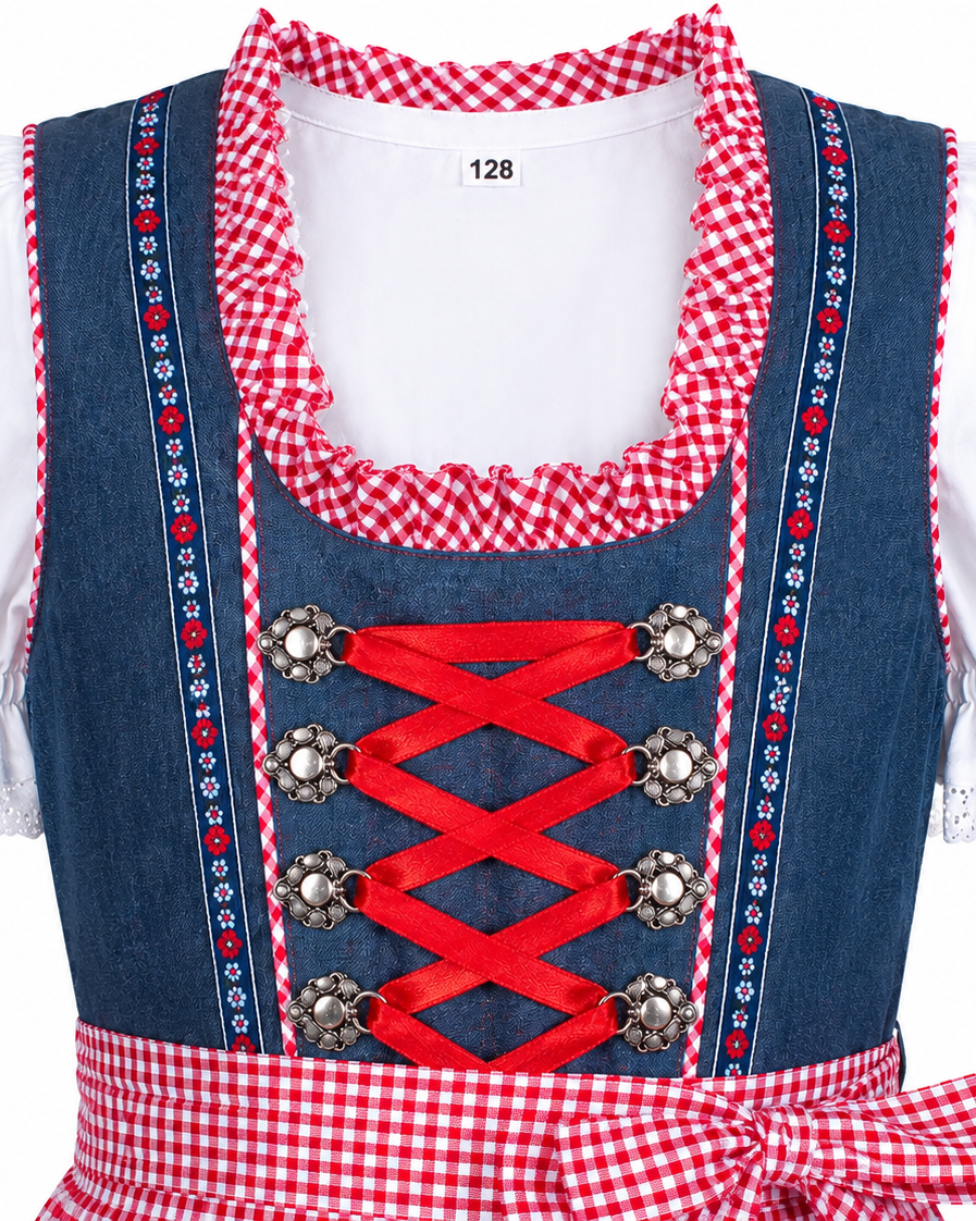 Detailaufnahme vom Oberteil des Kinderdirndl Naomi