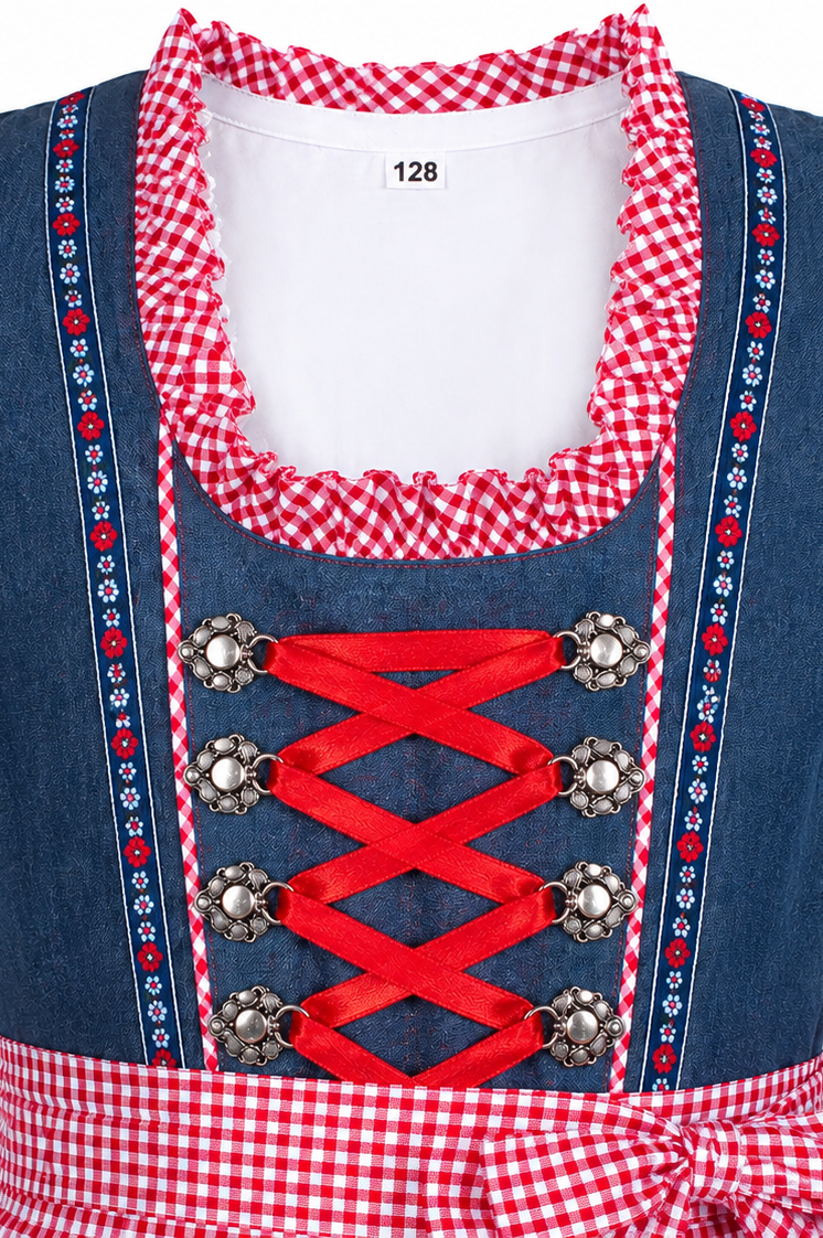 Detailaufnahme vom Oberteil des Kinderdirndl Naomi