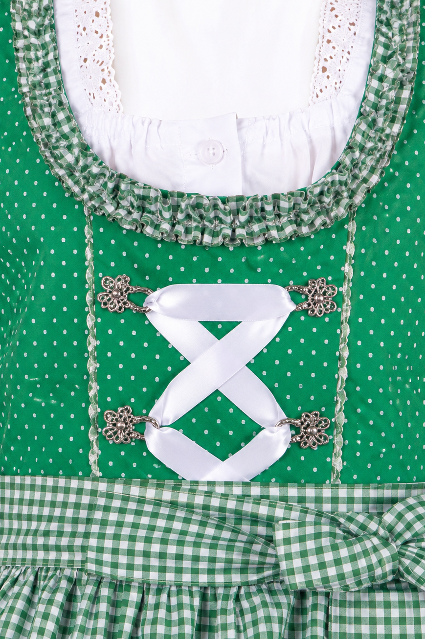 Detailaufnahme vom Oberteil des Kinderdirndl Nele grün
