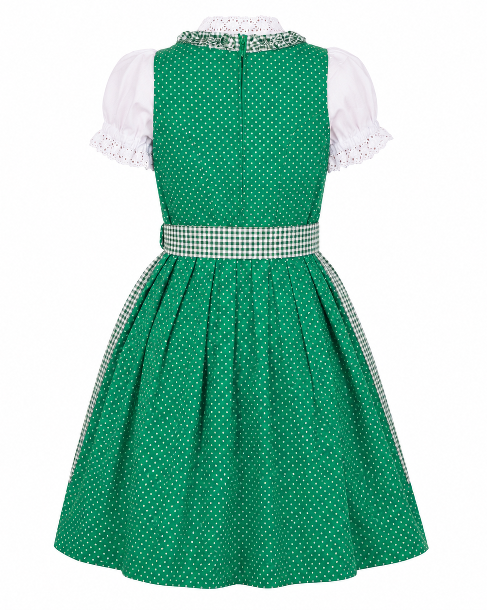 Kinderdirndl Nele in Grün, Freisteller Rückansicht