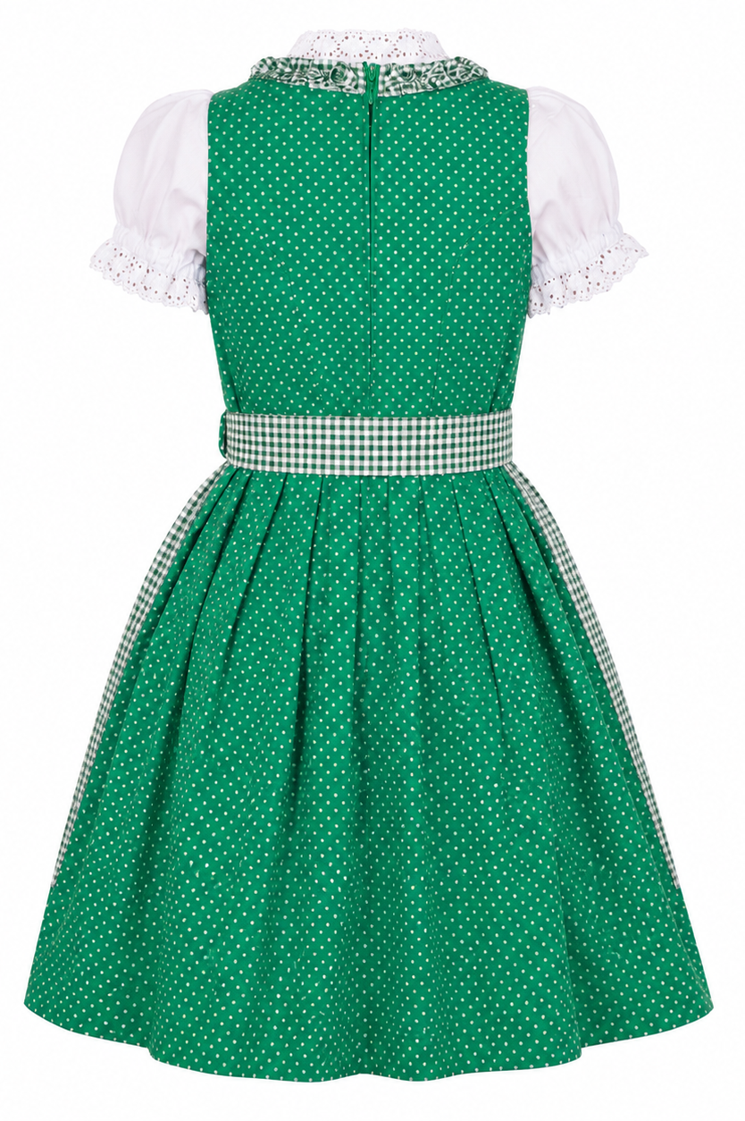 Kinderdirndl Nele in Grün, Freisteller Rückansicht