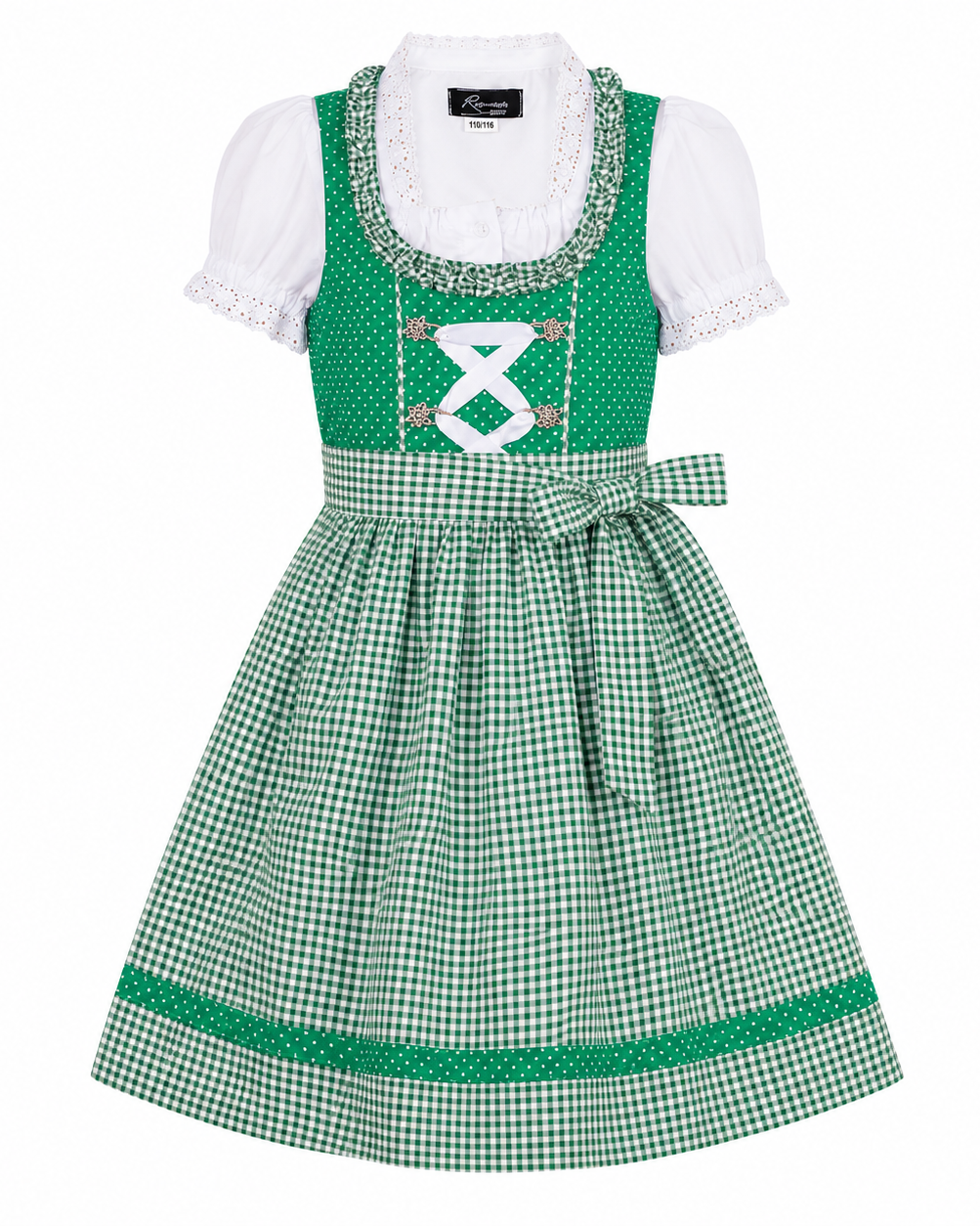 Kinderdirndl Nele in Grün, Freisteller Vorderansicht