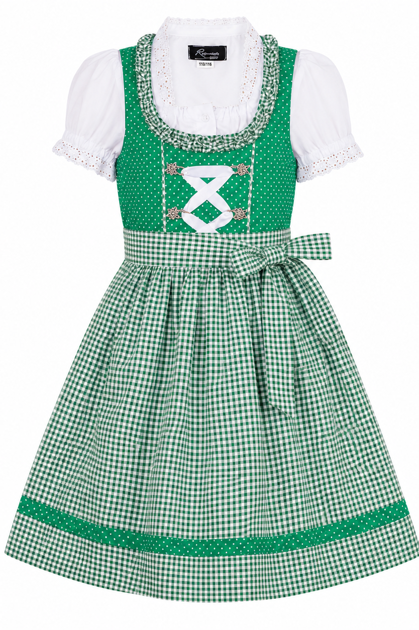 Kinderdirndl Nele in Grün, Freisteller Vorderansicht