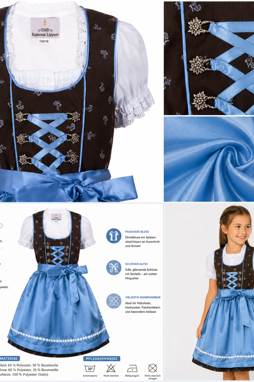 Übersicht der Merkmale vom Kinderdirndl Sophia