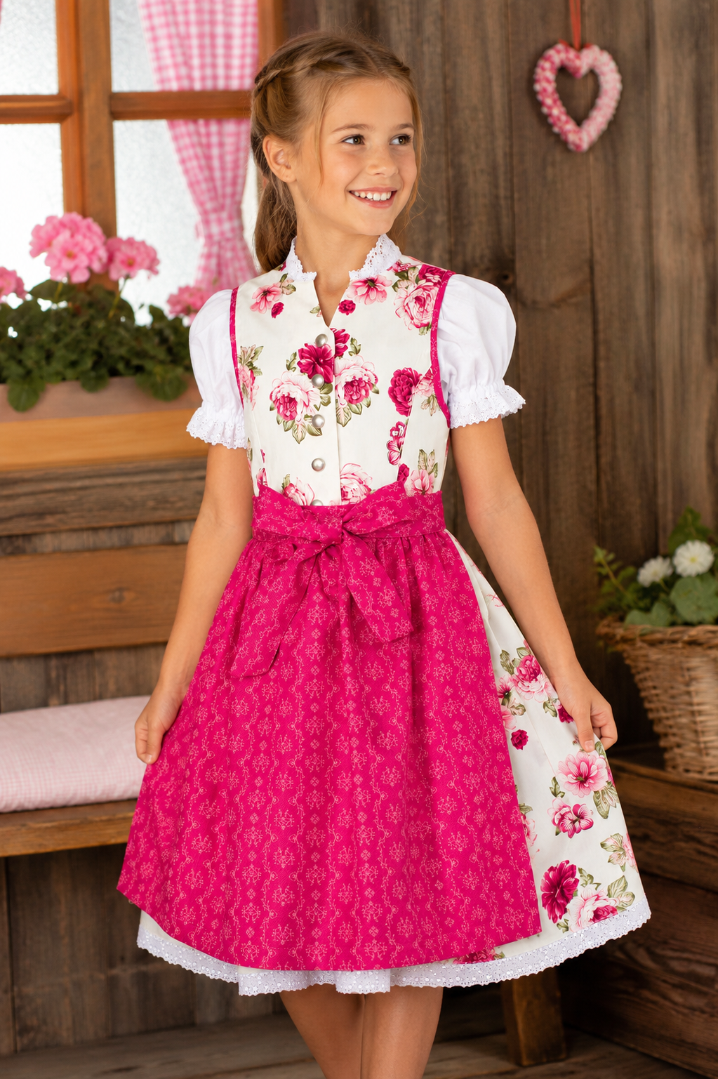 Mädchen trägt das Kinderdirndl Tami