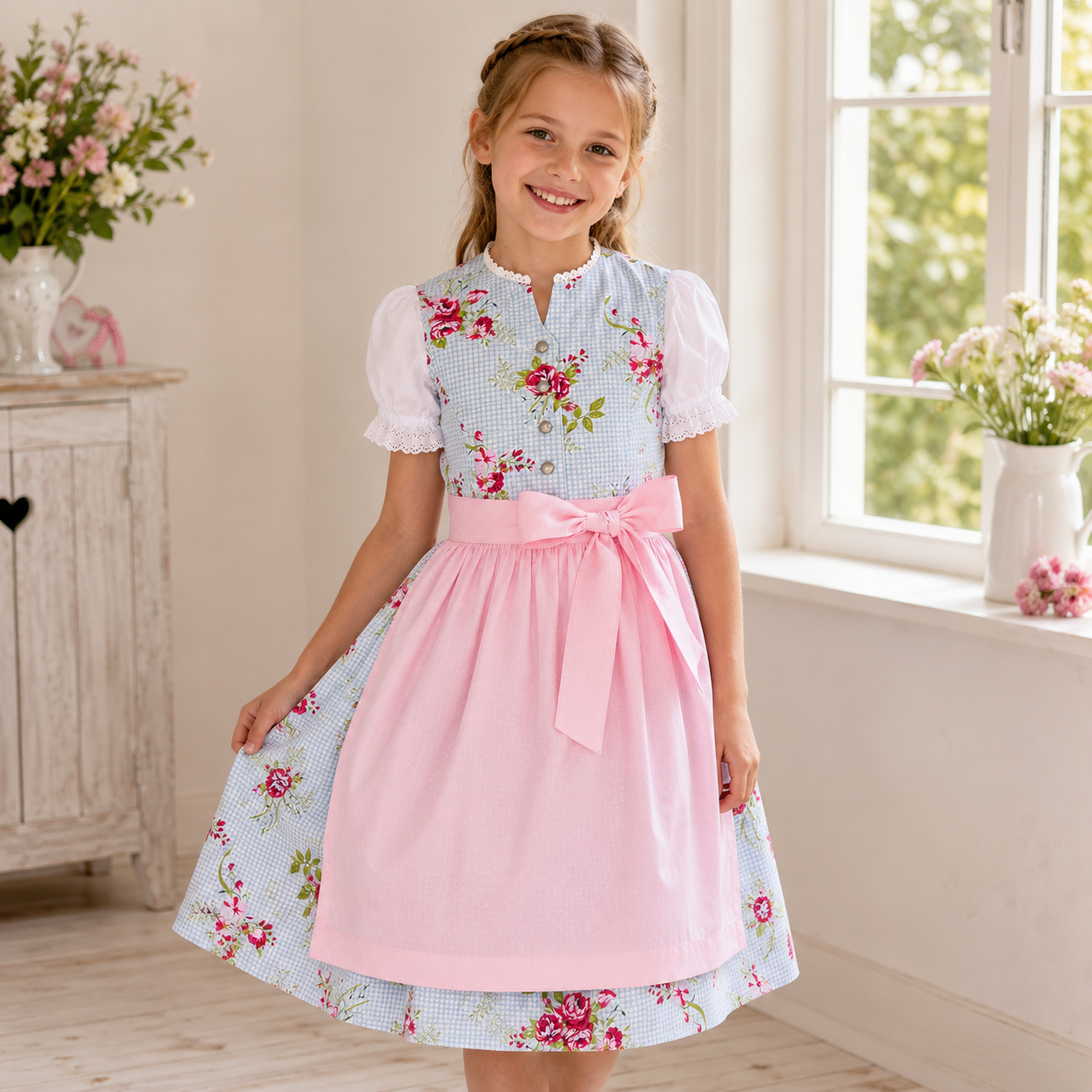 Mädchen trägt das Kinderdirndl Vicky