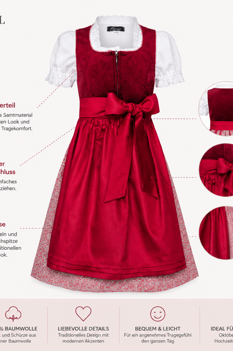 Übersicht der Merkmale vom Kinderdirndl Zoe