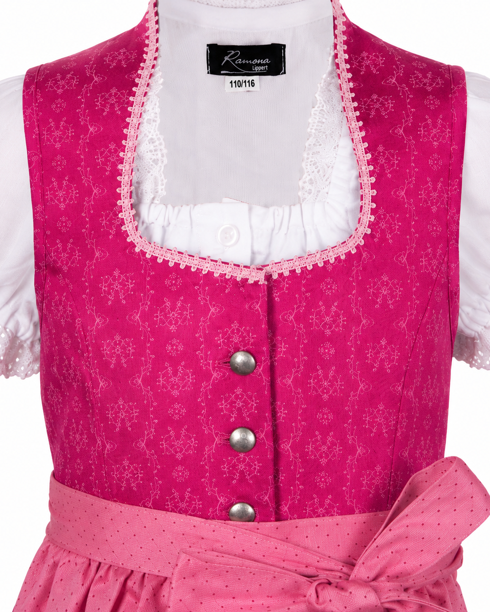 Detailaufnahme vom Oberteil des Kinderdirndl Charlotta