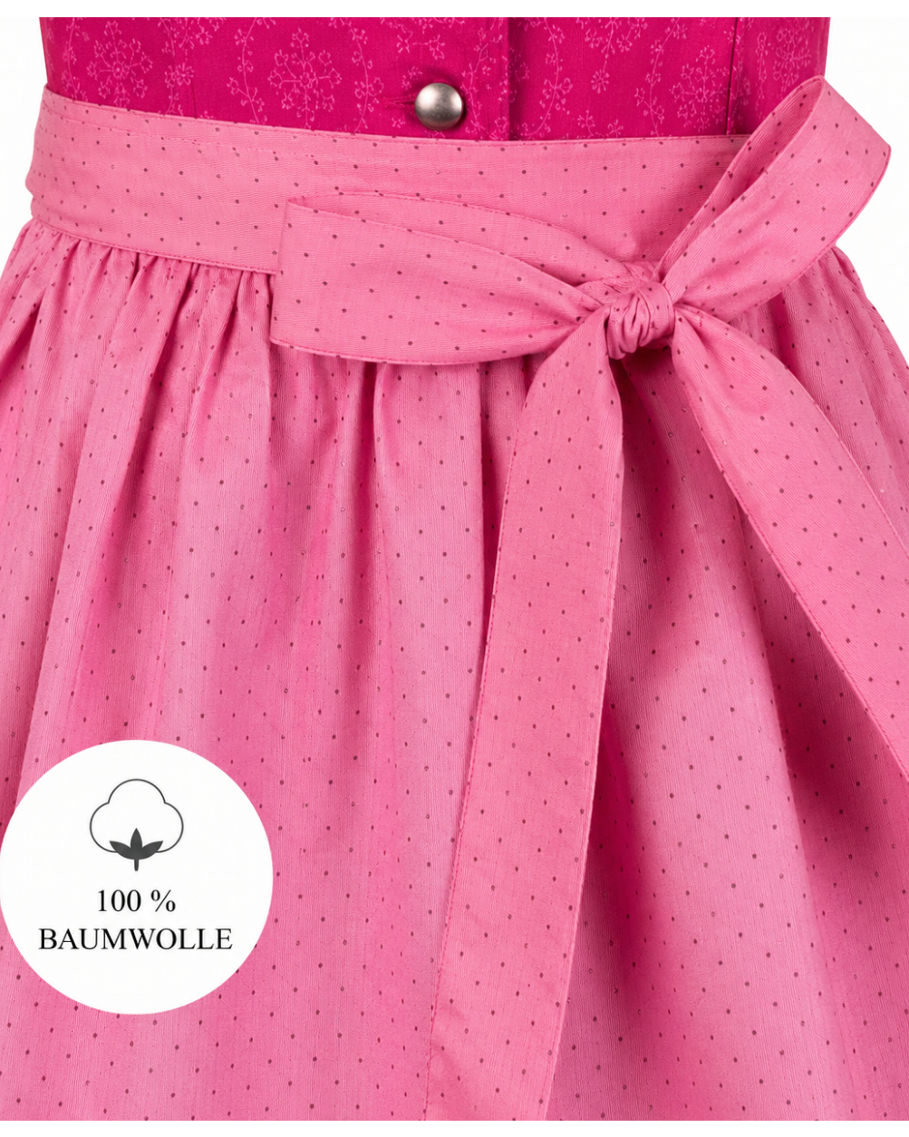 Detailaufnahme der Schürze vom Kinderdirndl Charlotta