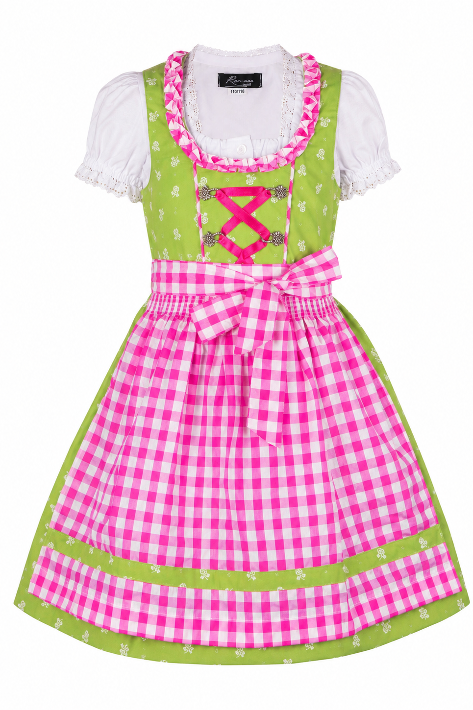 Kinderdirndl Chrissi in Grün, Freisteller Vorderansicht