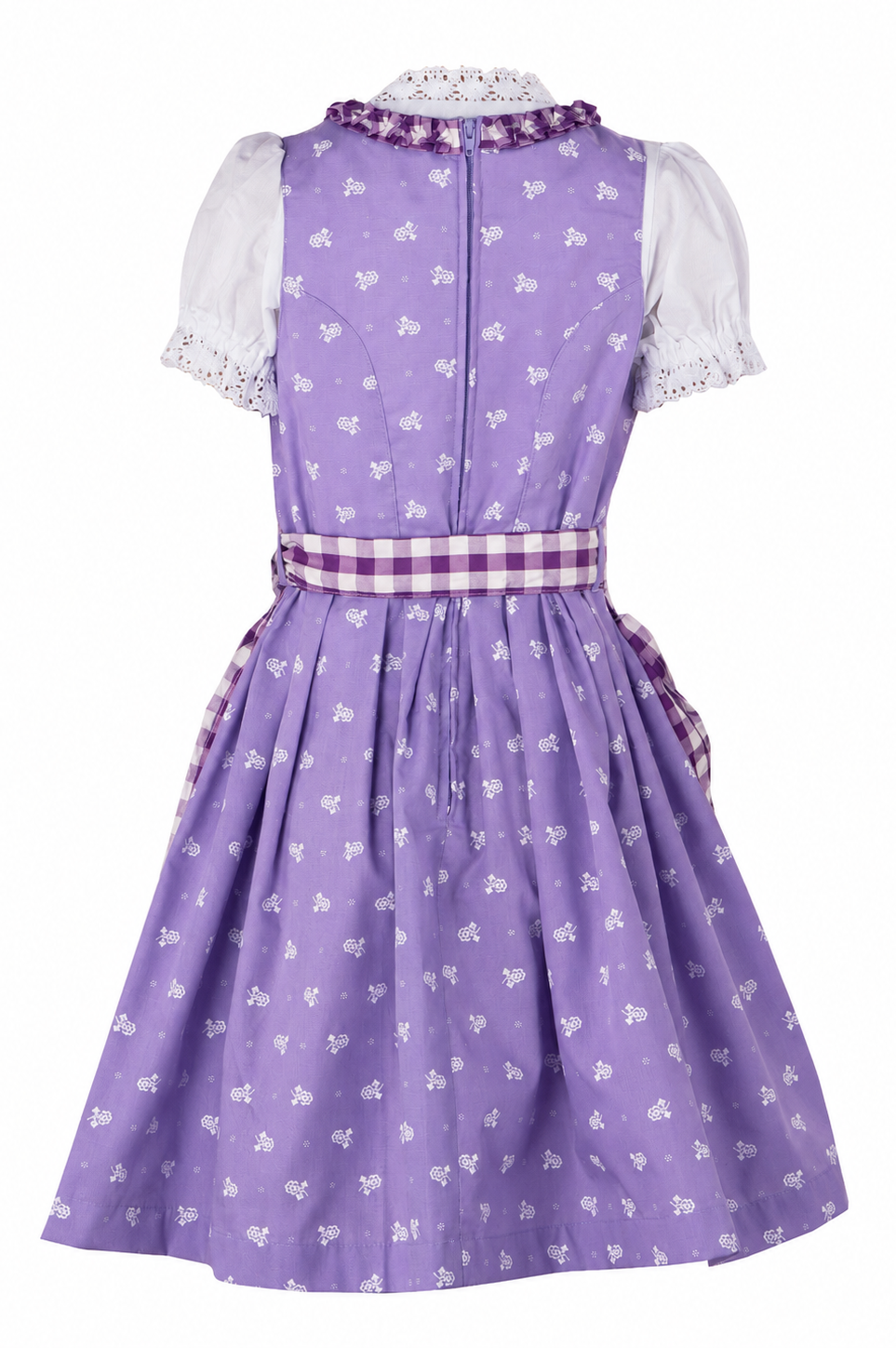 Kinderdirndl Chrissi in Lila, Freisteller Rückansicht