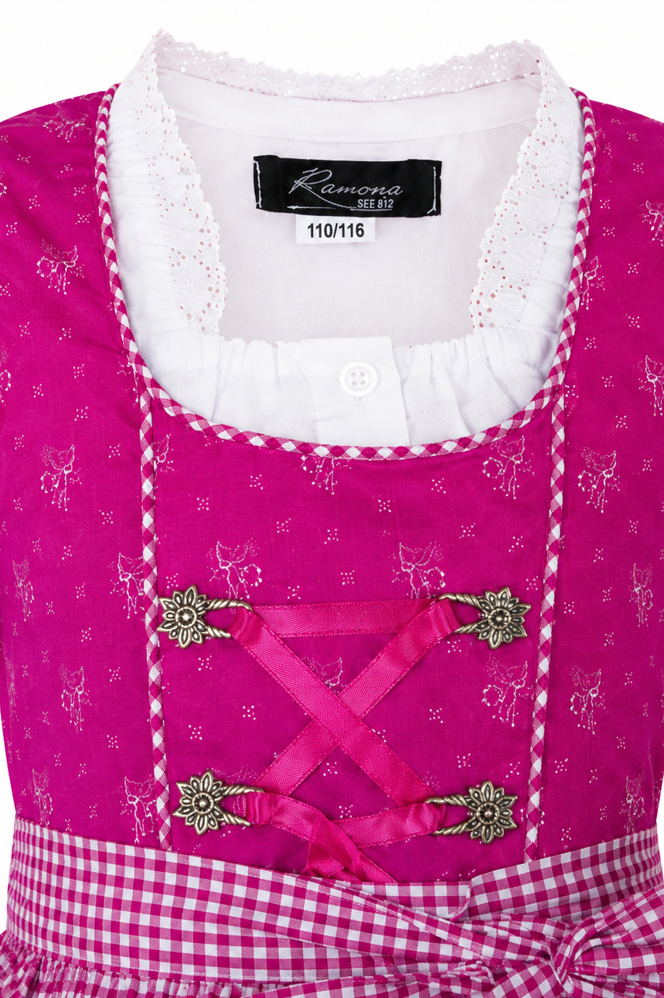 Detailaufnahme vom Oberteil des Kinderdirndl Fee