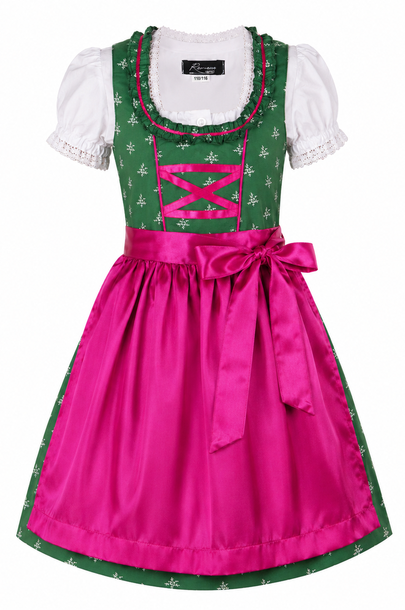 Kinderdirndl Franziska in Dunkelgrün, Freisteller Vorderansicht