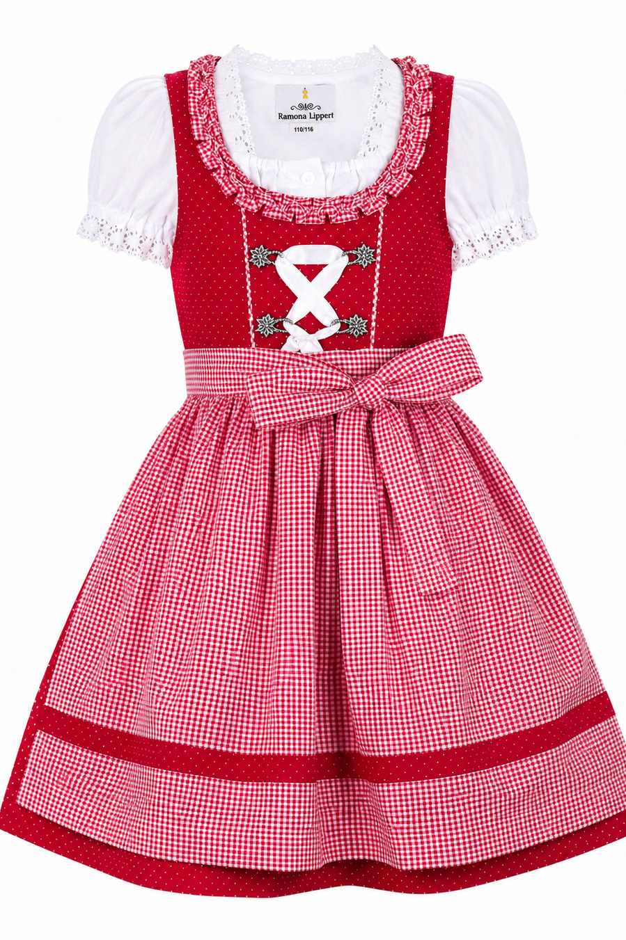 Kinderdirndl Nele in Rot, Freisteller Vorderansicht