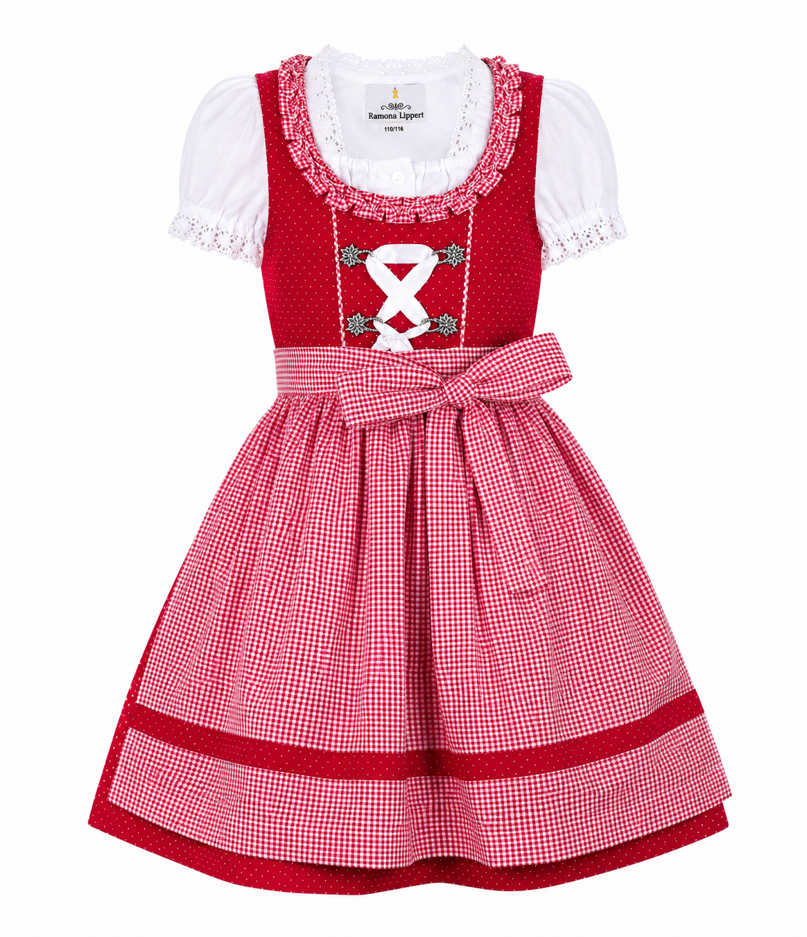 Kinderdirndl Nele in Rot, Freisteller Vorderansicht