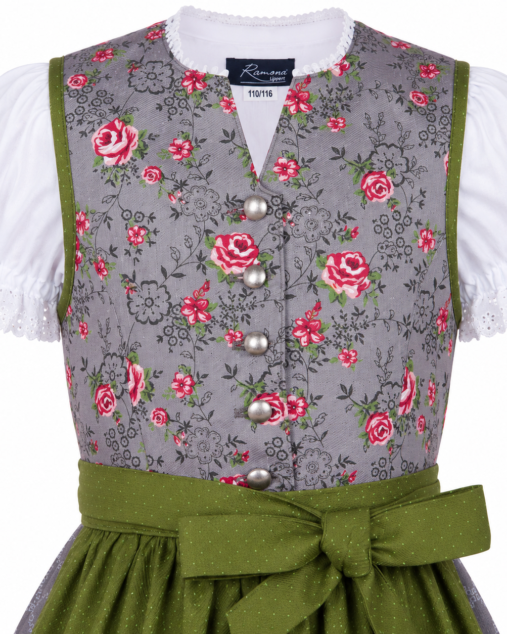 Detailaufnahme vom Oberteil des Kinderdirndl Priscilla