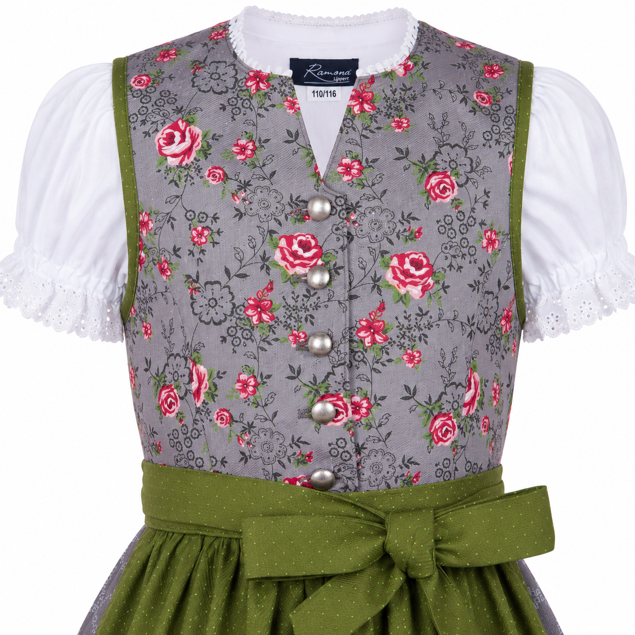 Detailaufnahme vom Oberteil des Kinderdirndl Priscilla