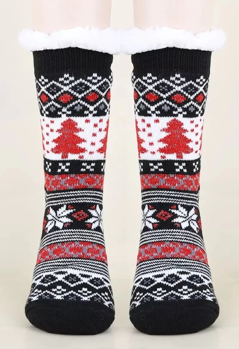 Schwarze Weihnachtssocken als Kuschelsocken