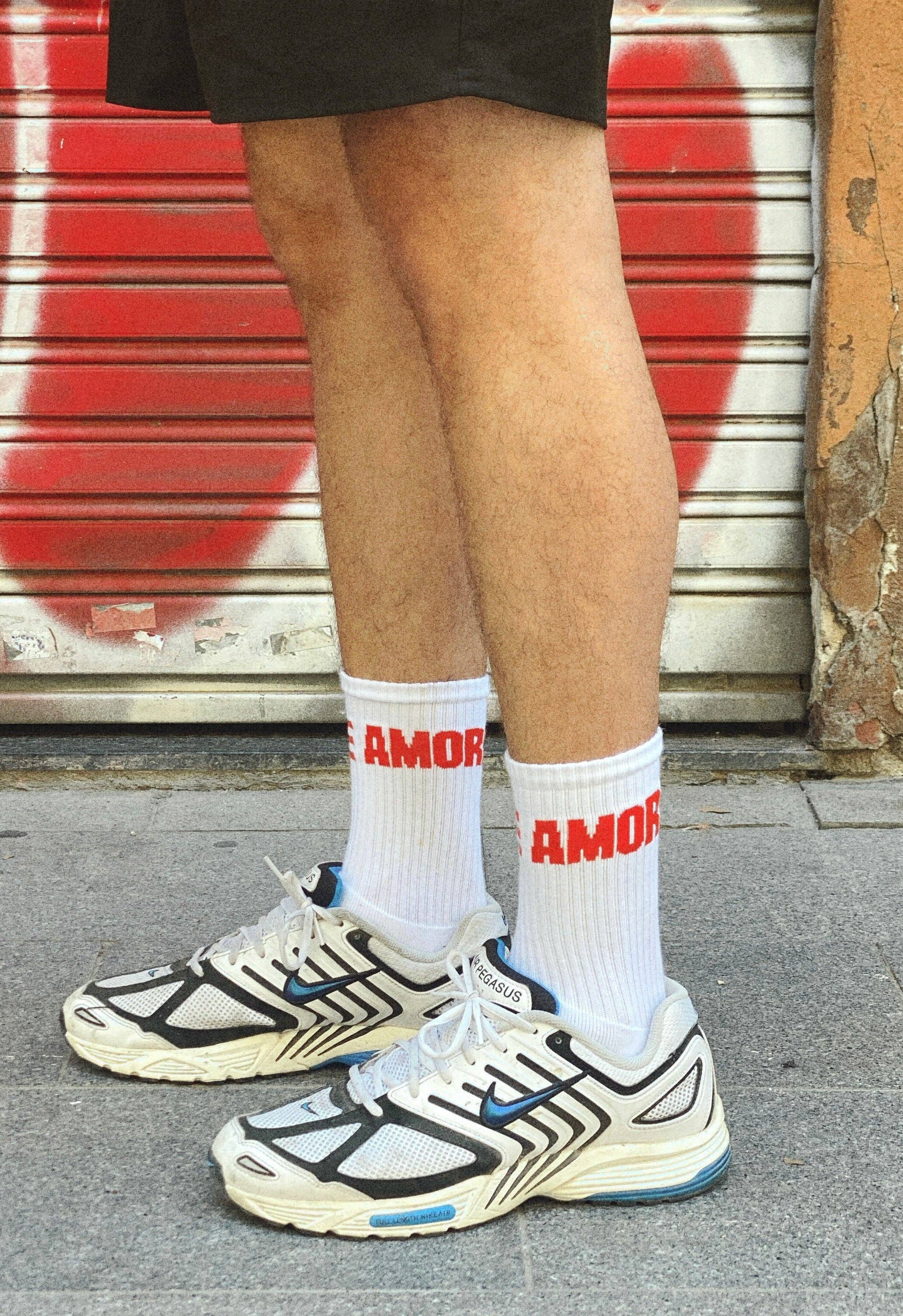 Tennissocken AMORE in Rot und Weiß, Detailansicht