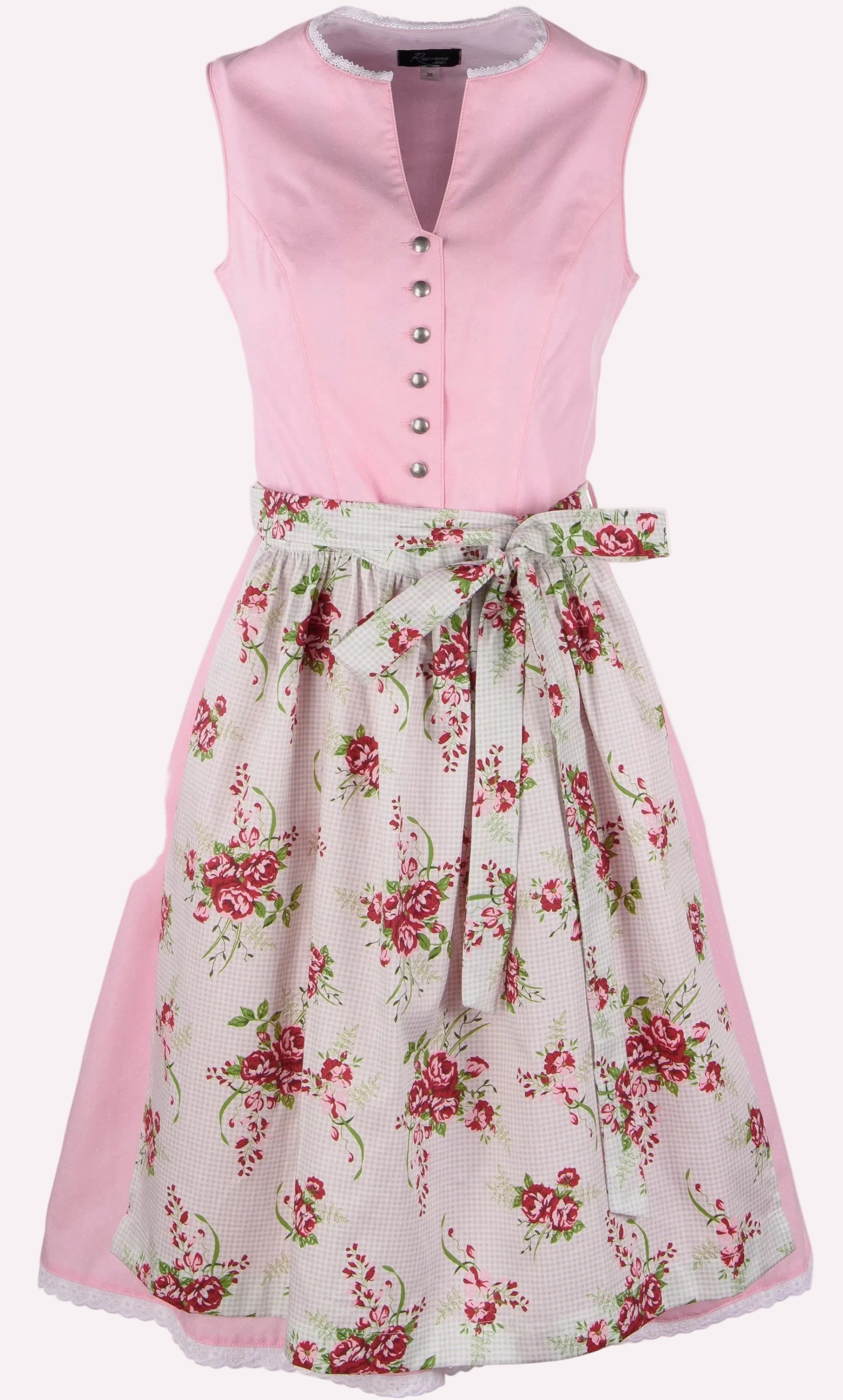 Rosa Dirndl Antonia mit floral gemusterter Schürze