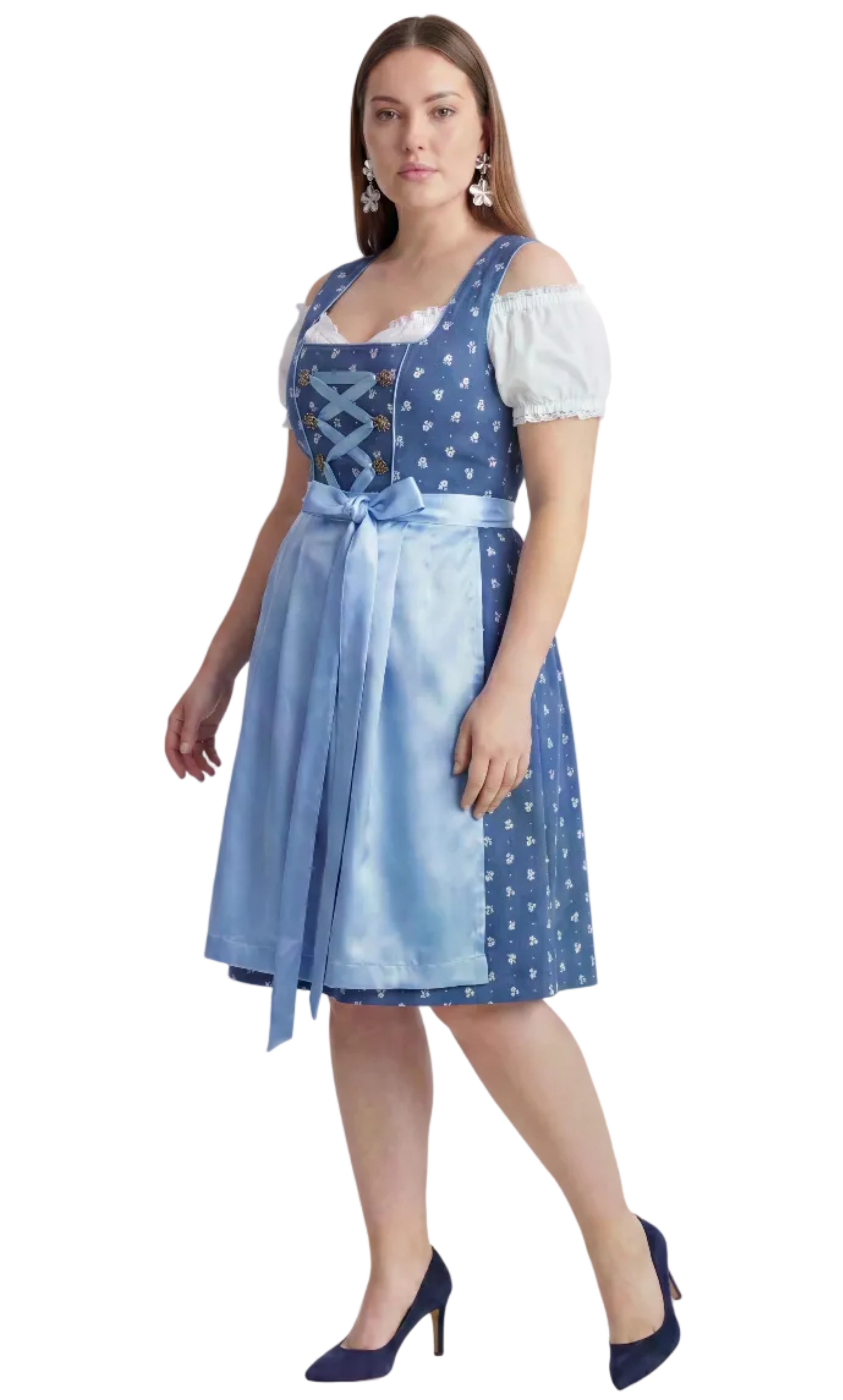 Dirndl Julia am Model getragen Seitenansicht