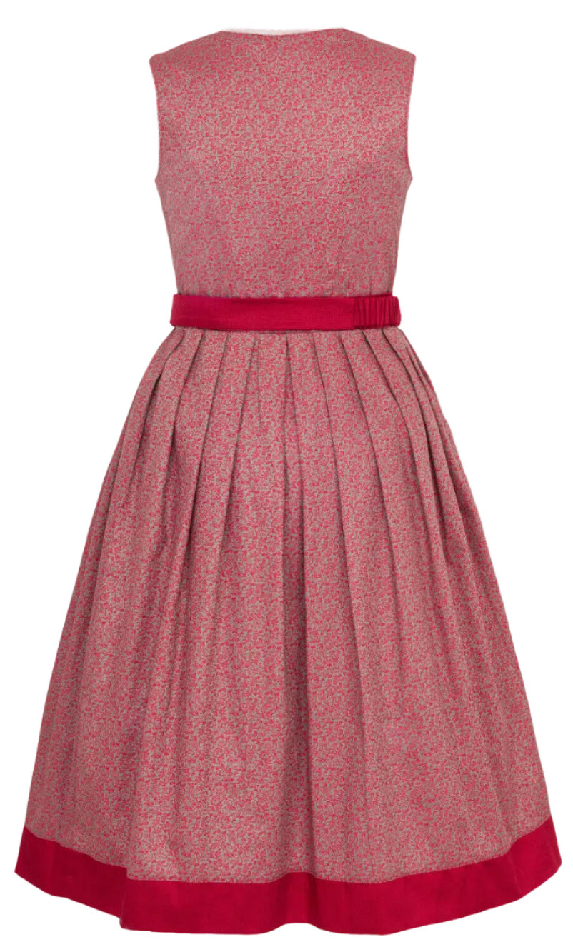 Hochgeschlossenes Dirndl Sana mit roter Schürze