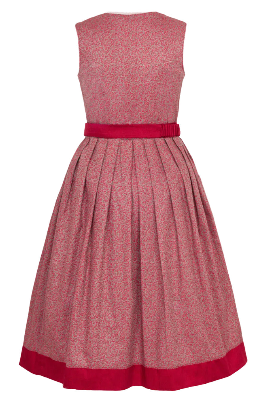 Hochgeschlossenes Dirndl Sana mit roter Schürze
