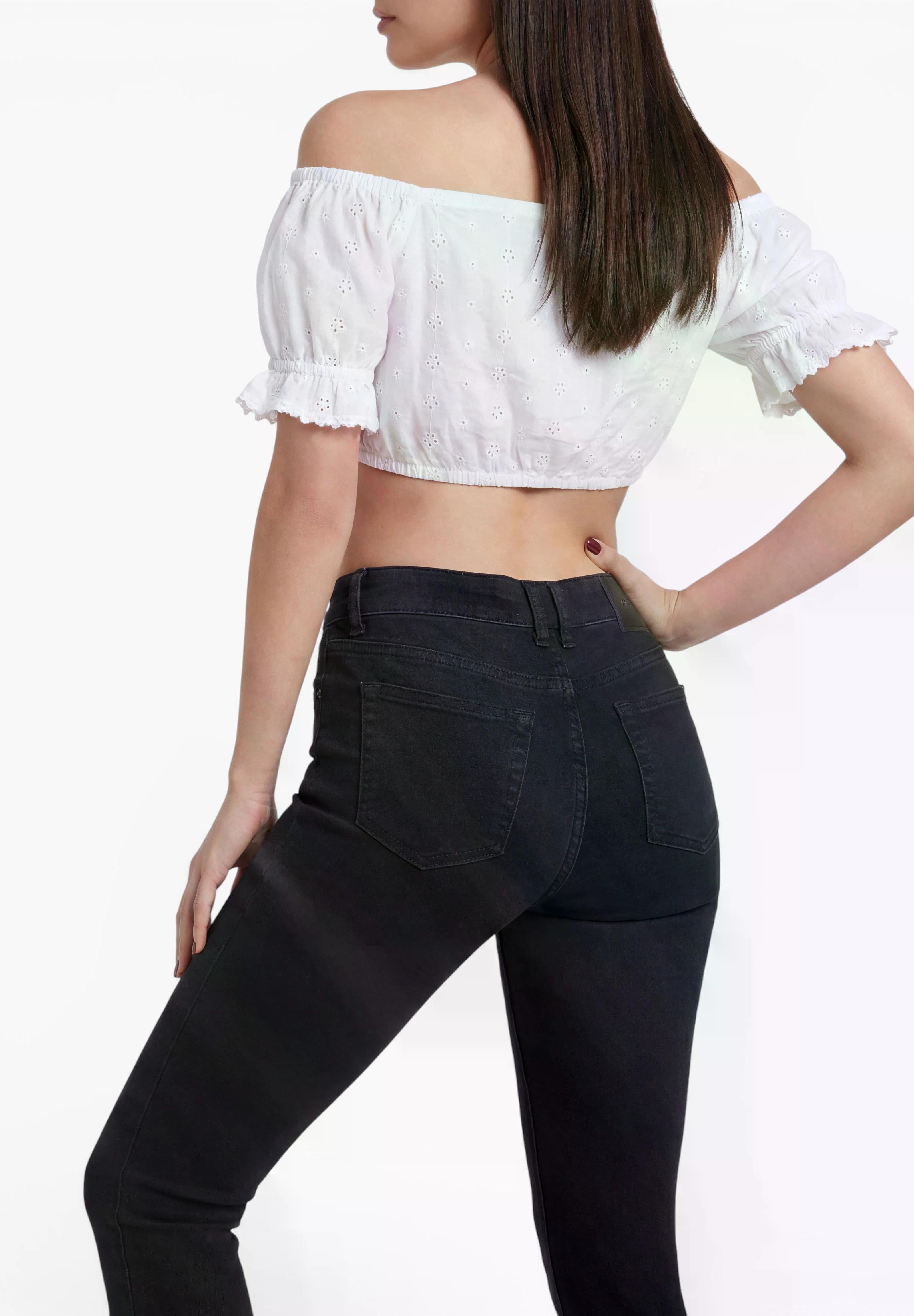 Dirndlbluse Laura Weiß mit Lochstickerei und Puffärmeln back