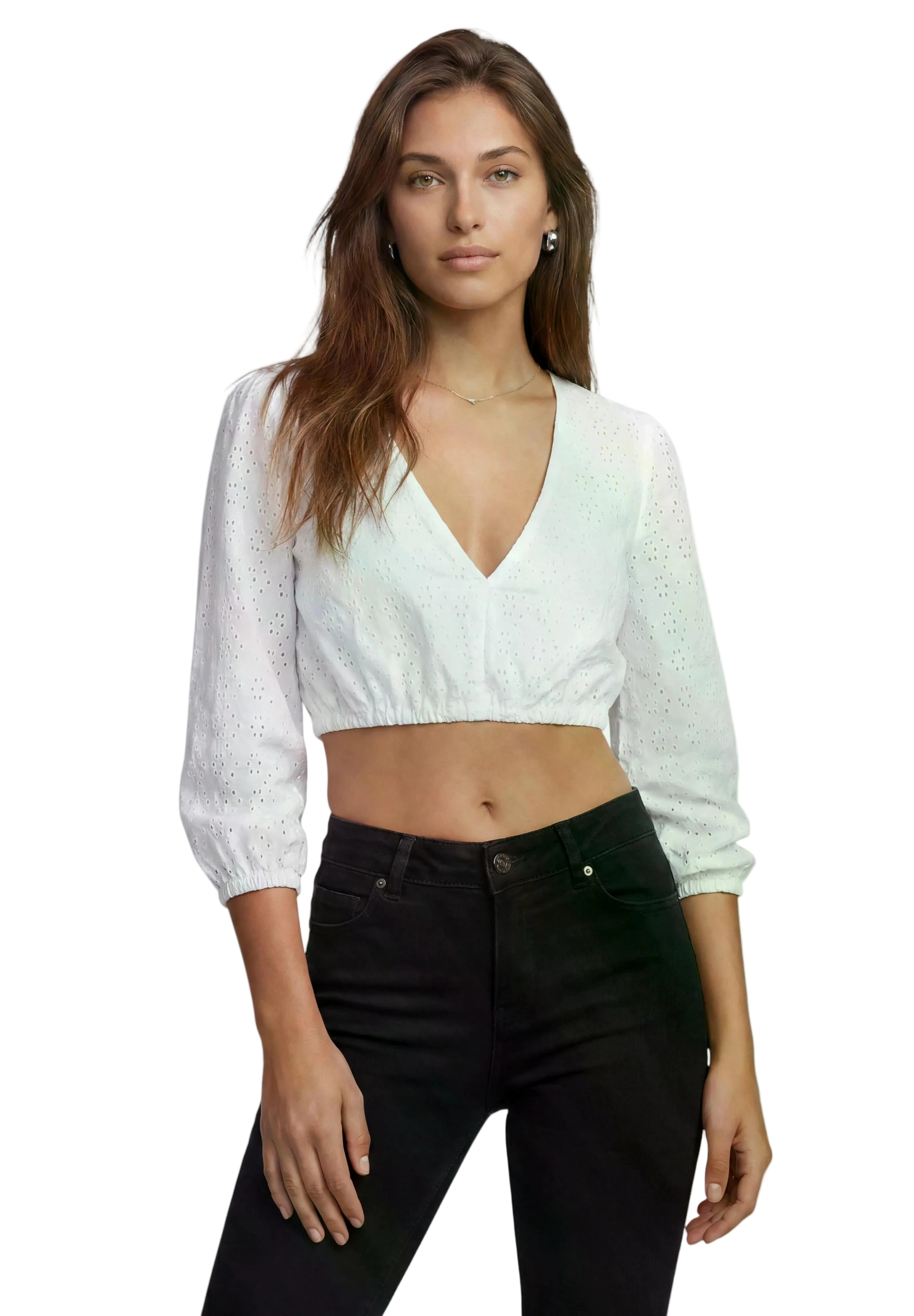 Dirndlbluse Stefanie 3/4 Arm am Model getragen