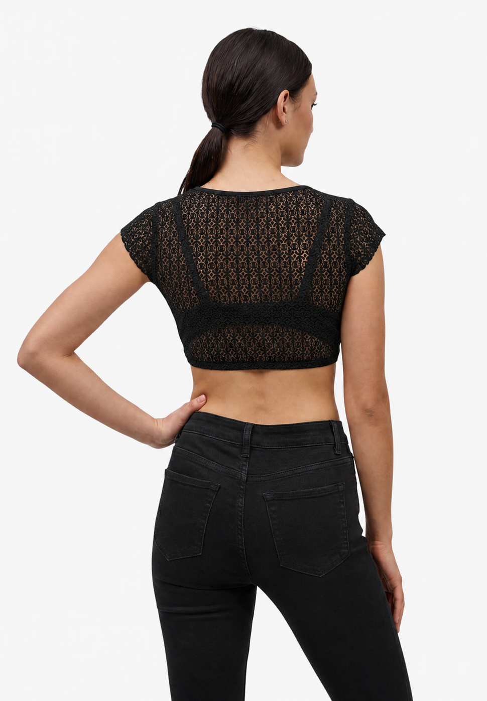 Dirndlbluse wanda schwarz Spitze