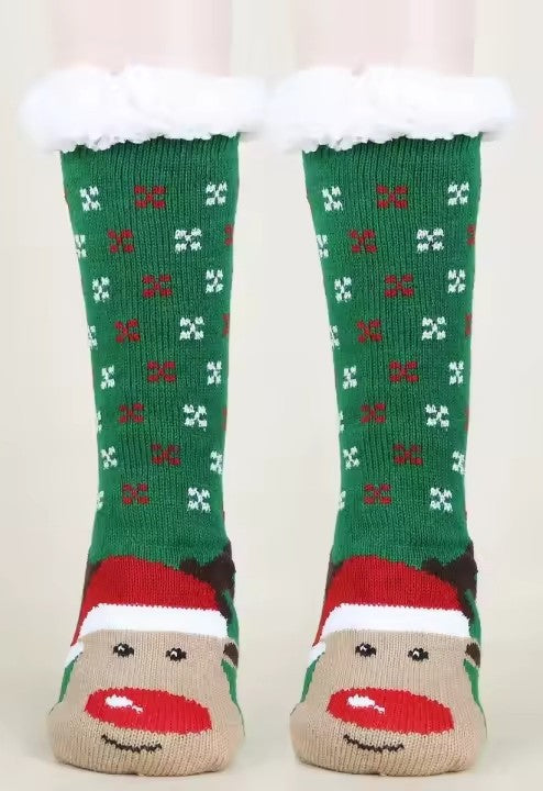Grüne Weihnachtssocken als Kuschelsocken