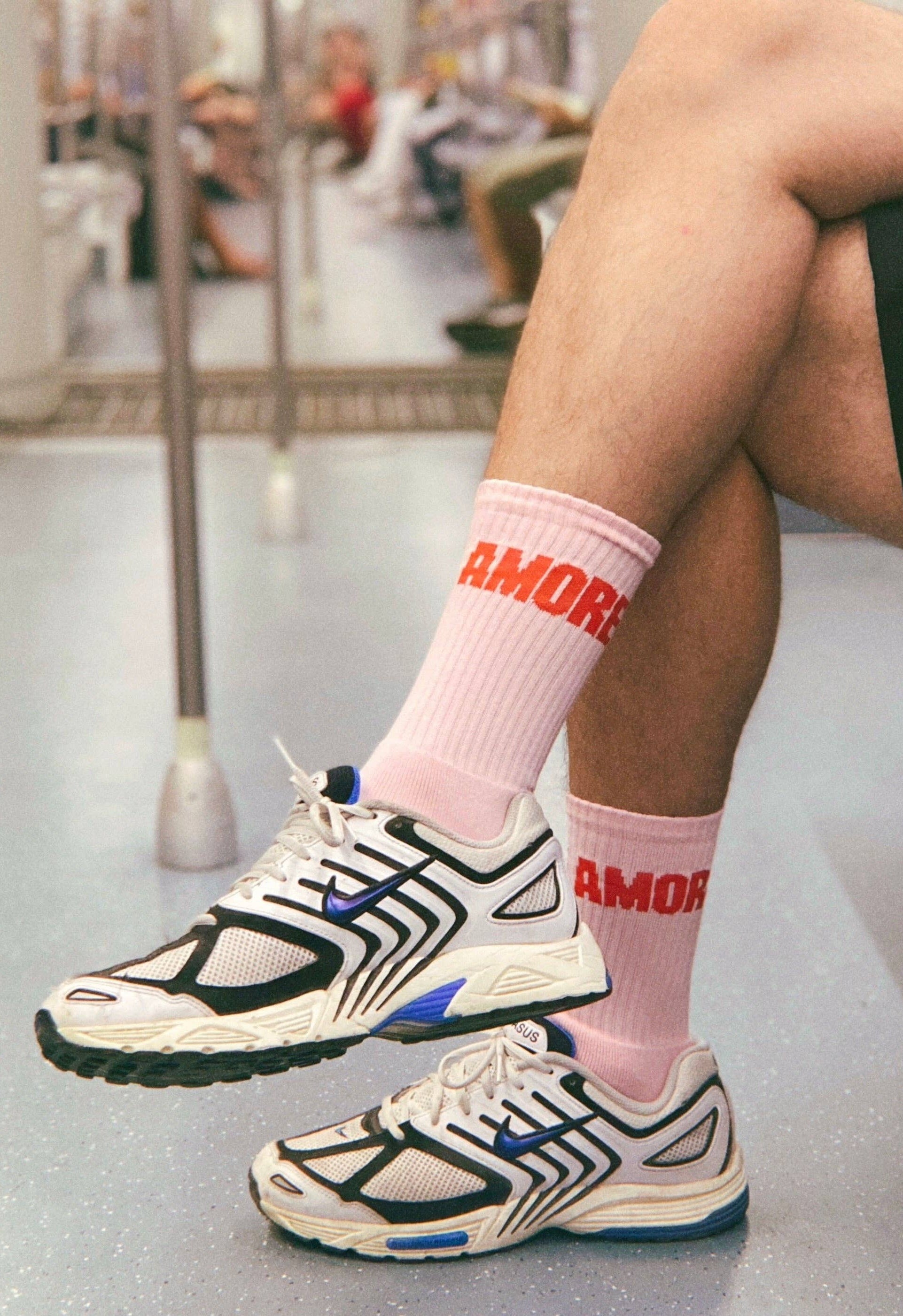 Tennissocken AMORE in Rosa und Rot, Detailansicht