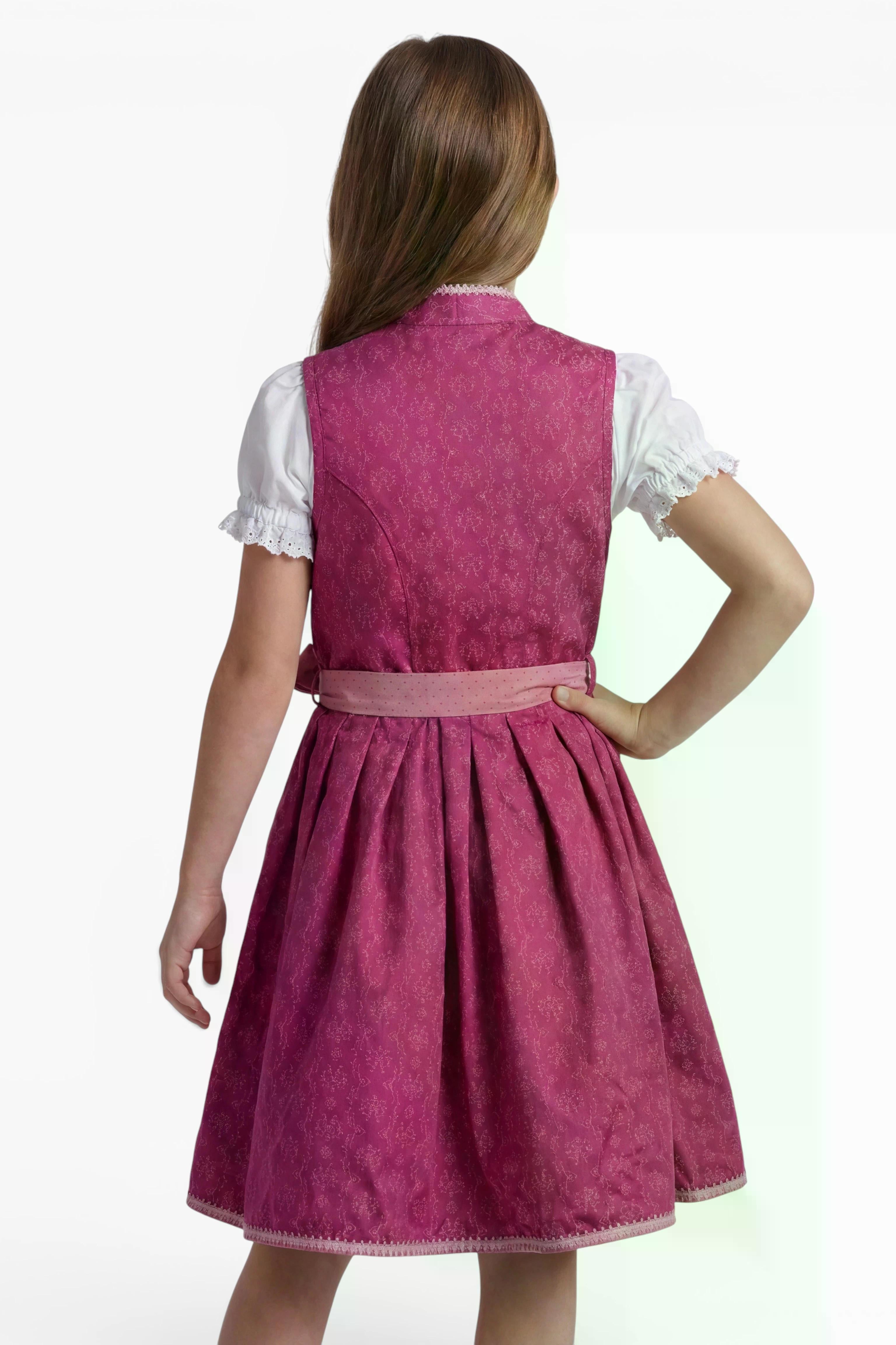 Rückansicht Kinderdirndl Charlotta am Model getragen