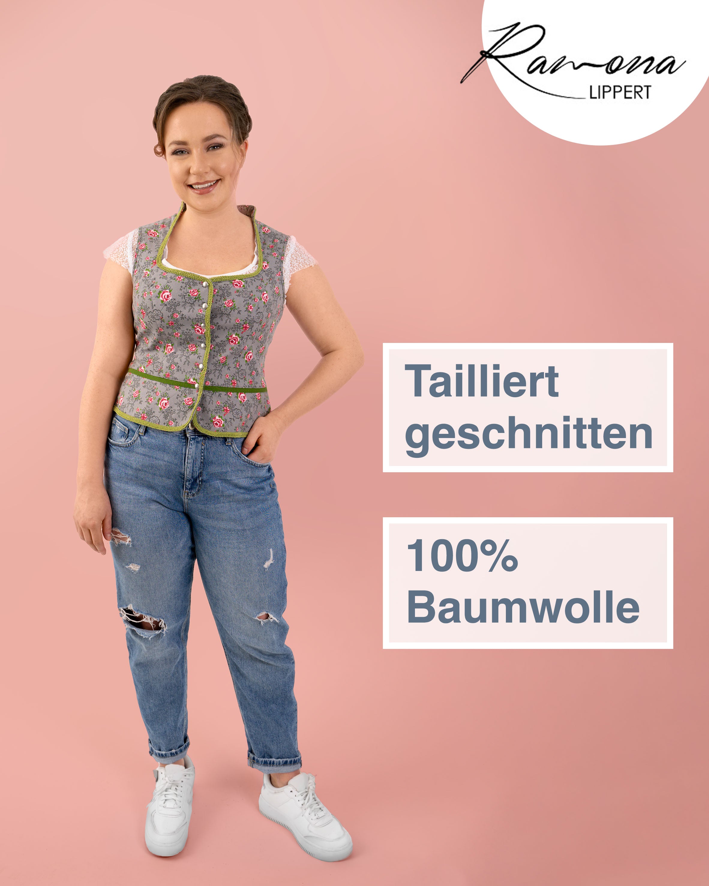 Trachtenmieder Leonie, Detail der Knopfleiste