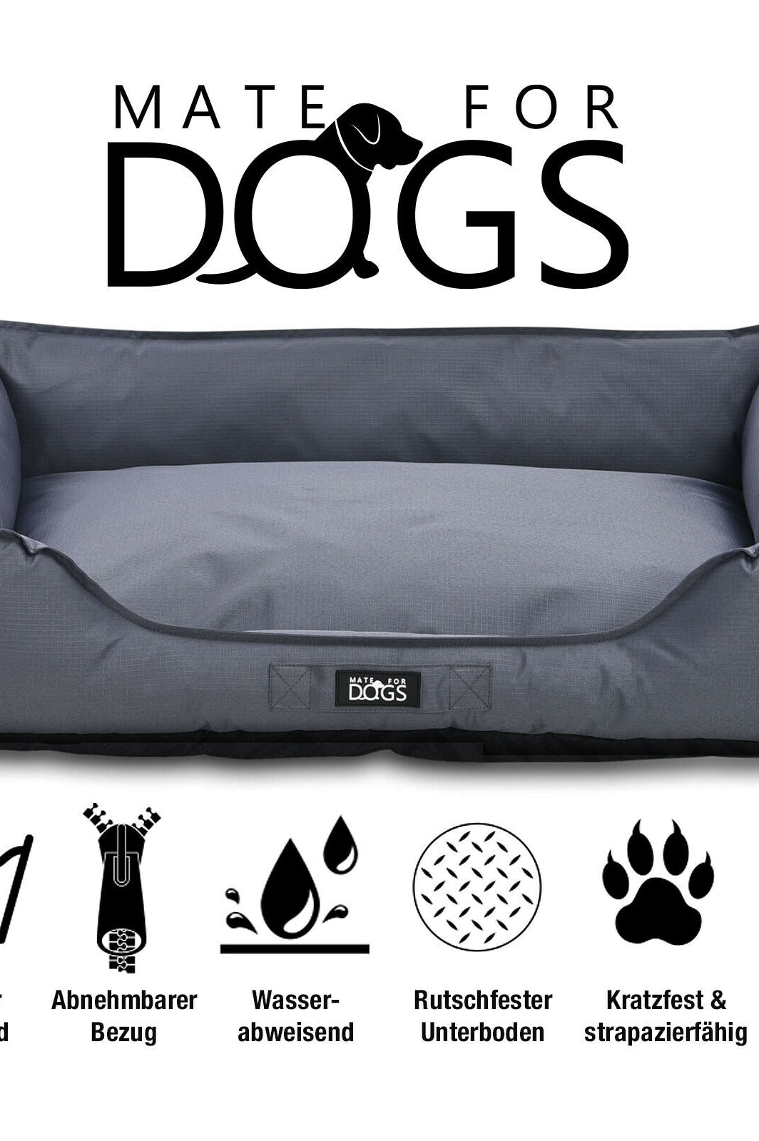 Hundebett Pepon in Grau, Gesamtansicht