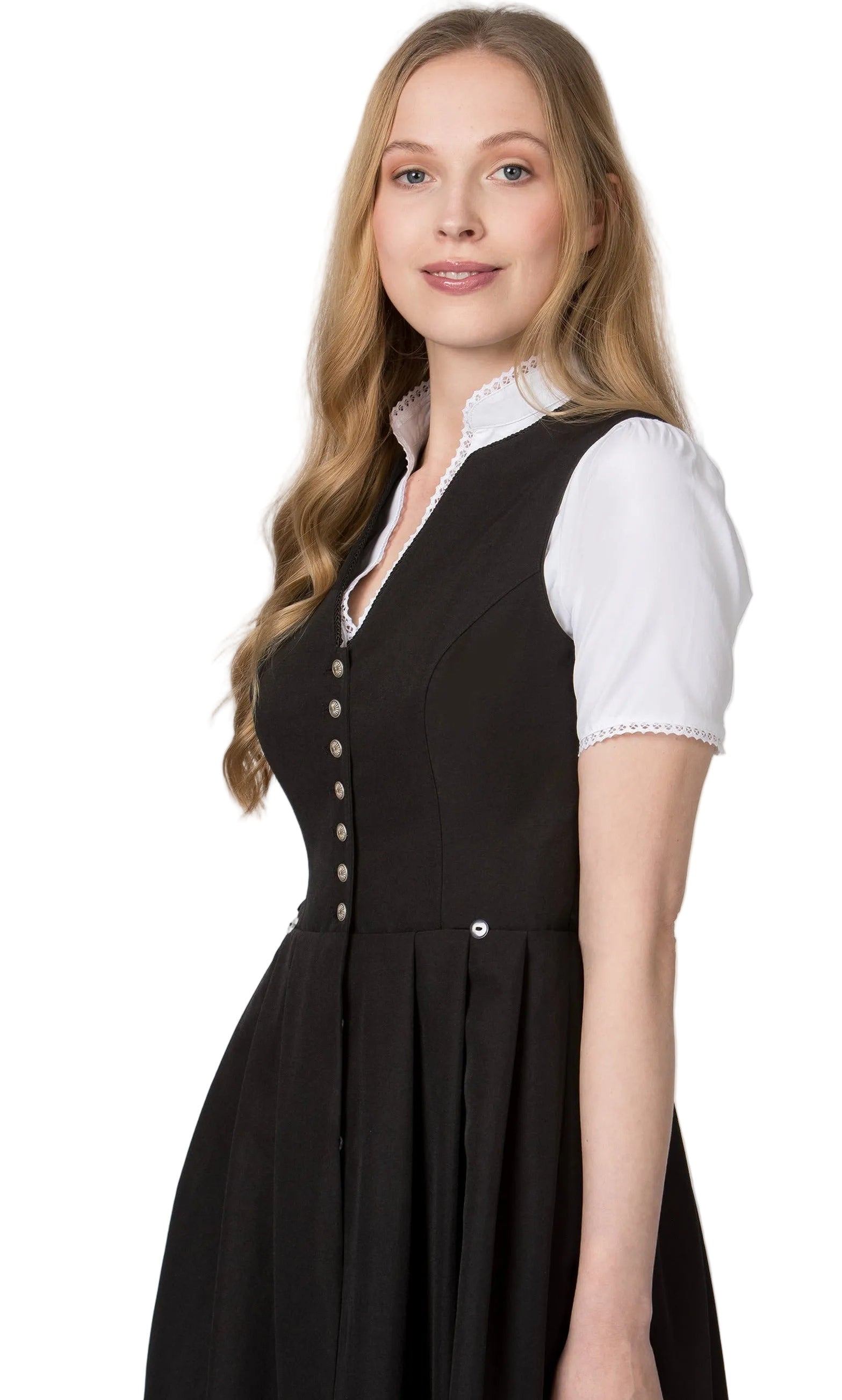 Model trägt Dirndl Elsa, Seitenansicht
