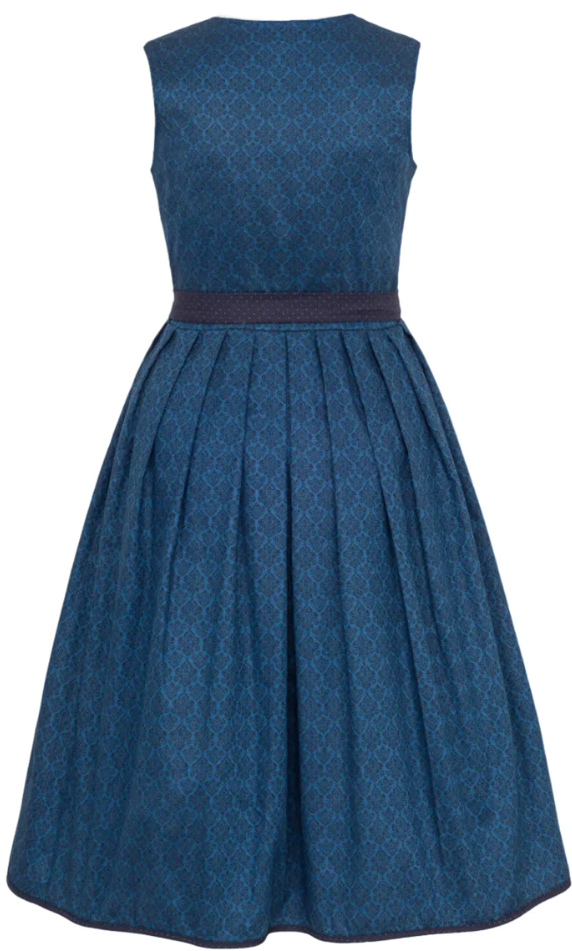 Dirndl Ivelina blau mit dunkelblauer Schürze
